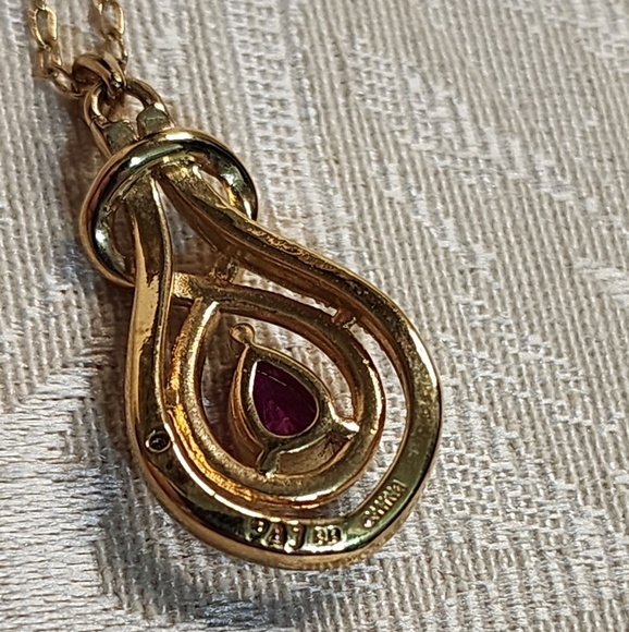 VINTAGE PAJ BB 1980s Gold Plated Pink Crystal Pendant Necklace Signed - Picture 9 of 15